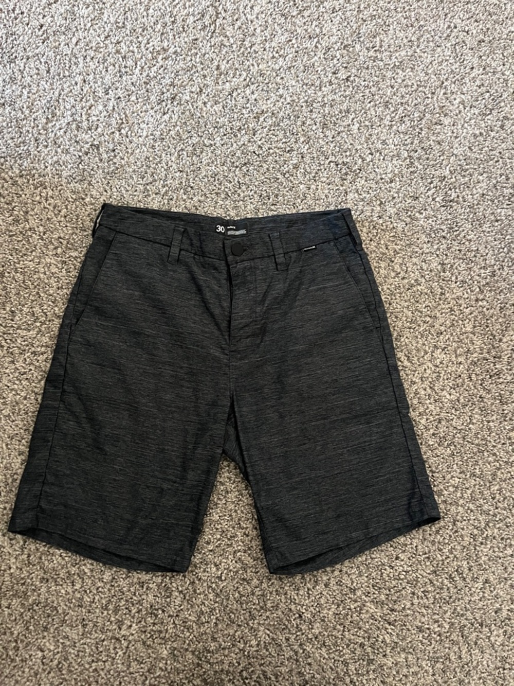 Hurley Men's Charcoal Flat Front Shorts- 30